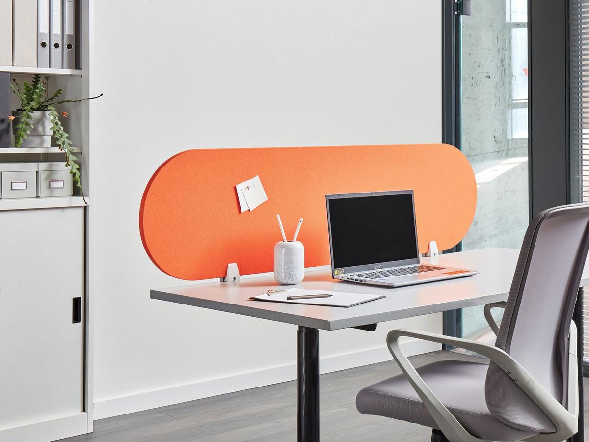 SCHREIBTISCHTRENNWAND 160/40 cm Orange Sparky - Orange, Textil (160/40/1cm) - Beliani