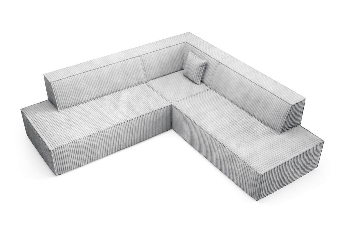 ECKSOFA TESSO II L-S Grau Kordstoff mit Schlaffunktion - Grau, Holz (254/254cm) - MASSENO