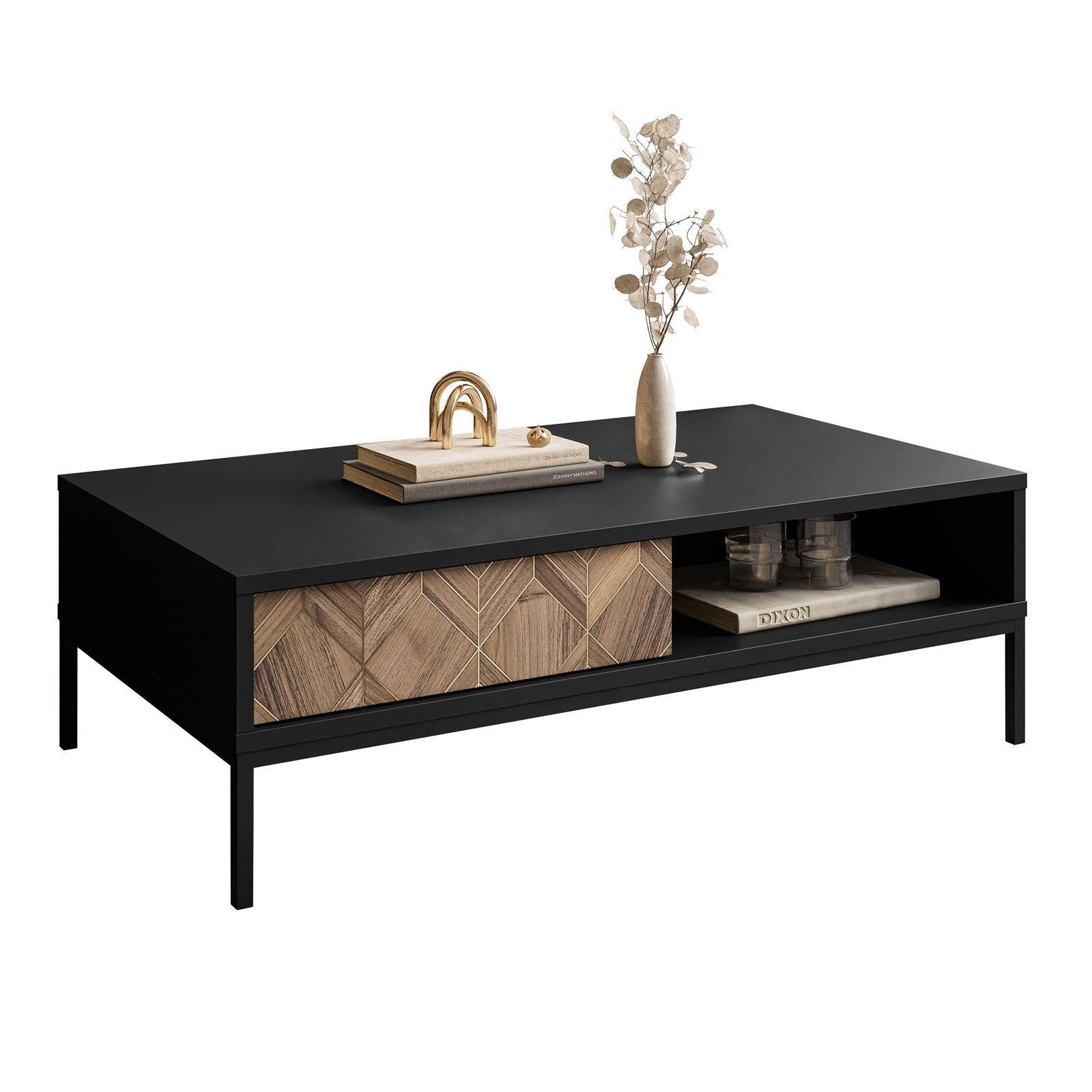COUCHTISCH LIAM mit Schublade - Schwarz, Holzwerkstoff (67/120/39cm) - Lookway