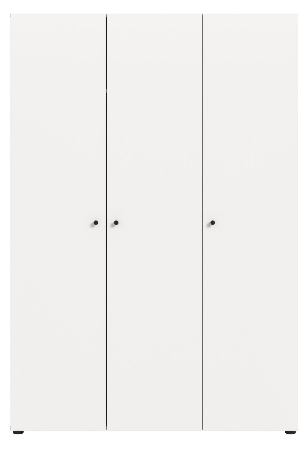 KLEIDERSCHRANK weiß 3-türig 120 cm, Drehtürenschrank mit Kleiderstange - Schwarz/Weiß, Holzwerkstoff/Kunststoff (120/176/51cm) - Inn.Furn