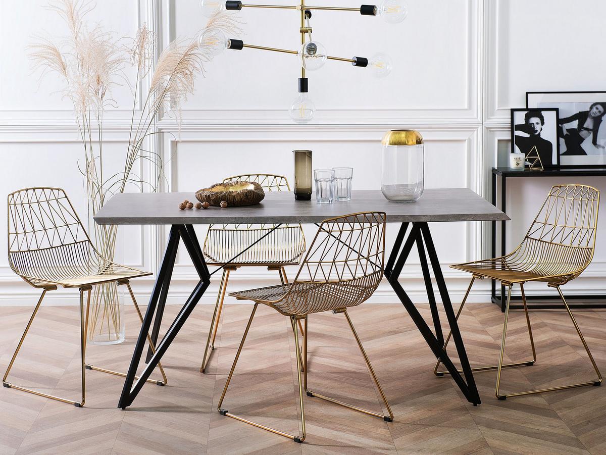 ESSTISCH 160/90/76 cm Hellgrau Rechteckig Buscot - Grau, Holzwerkstoff (160/90/76cm) - Beliani