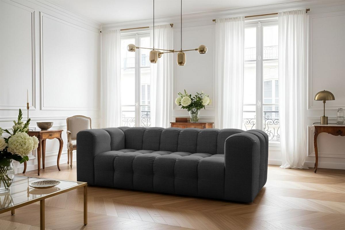 SOFASET Solvie 3-4 In Moly - Anthrazit, Holzwerkstoff/Textil (250/75/106cm) - Fun Möbel