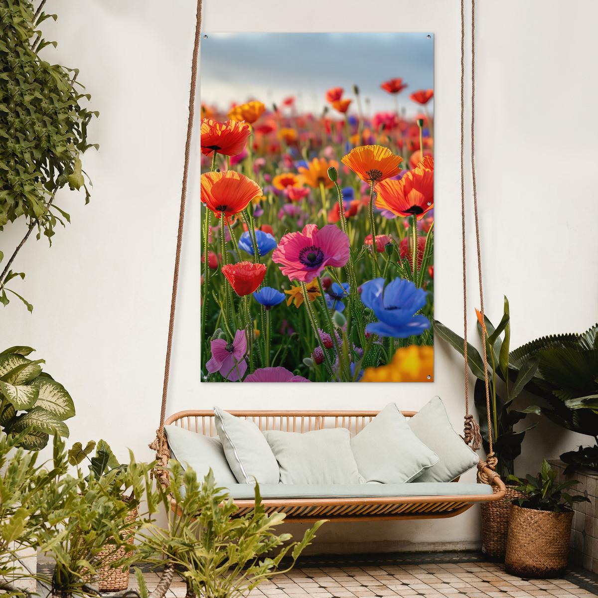 GARTENPOSTER Blumen - Mohnblumen - Farbenfroh - Natur Bild 120x180 cm - Dunkelorange, Kunststoff (120/180/0.2cm) - OnlyWow