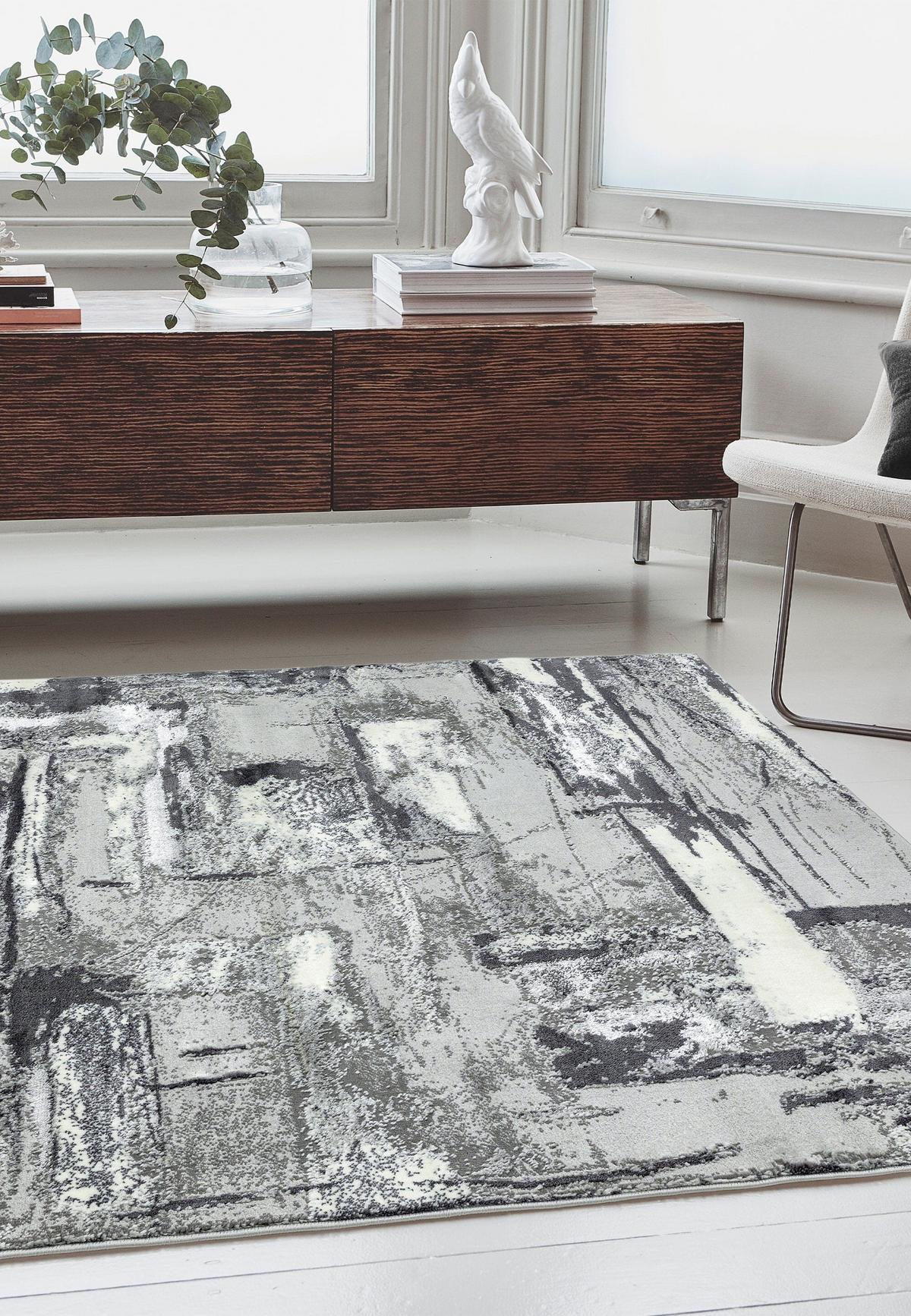 TEPPICH PARMA-Felino, abstrakt, Silbergrau, 160 x 230 cm - Grau, Textil (230/160cm) - KADIMA DESIGN