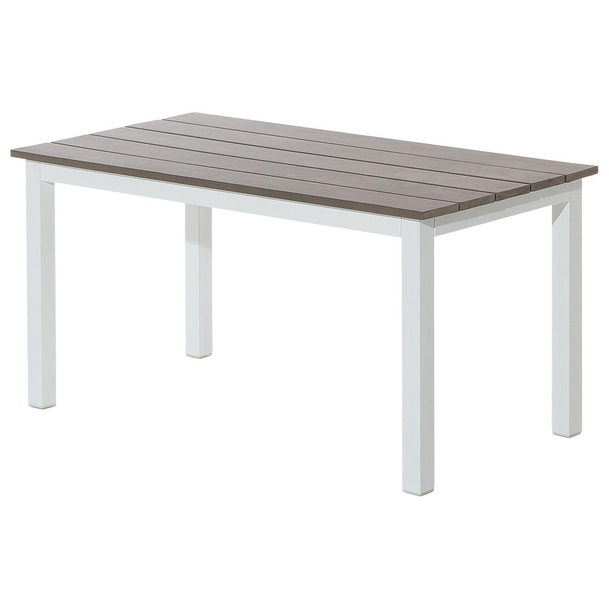 LOUNGE SET 5-Sitzer weiß Auflagen grün-grau Messina - Blaugrau/Weiß, Metall - Beliani