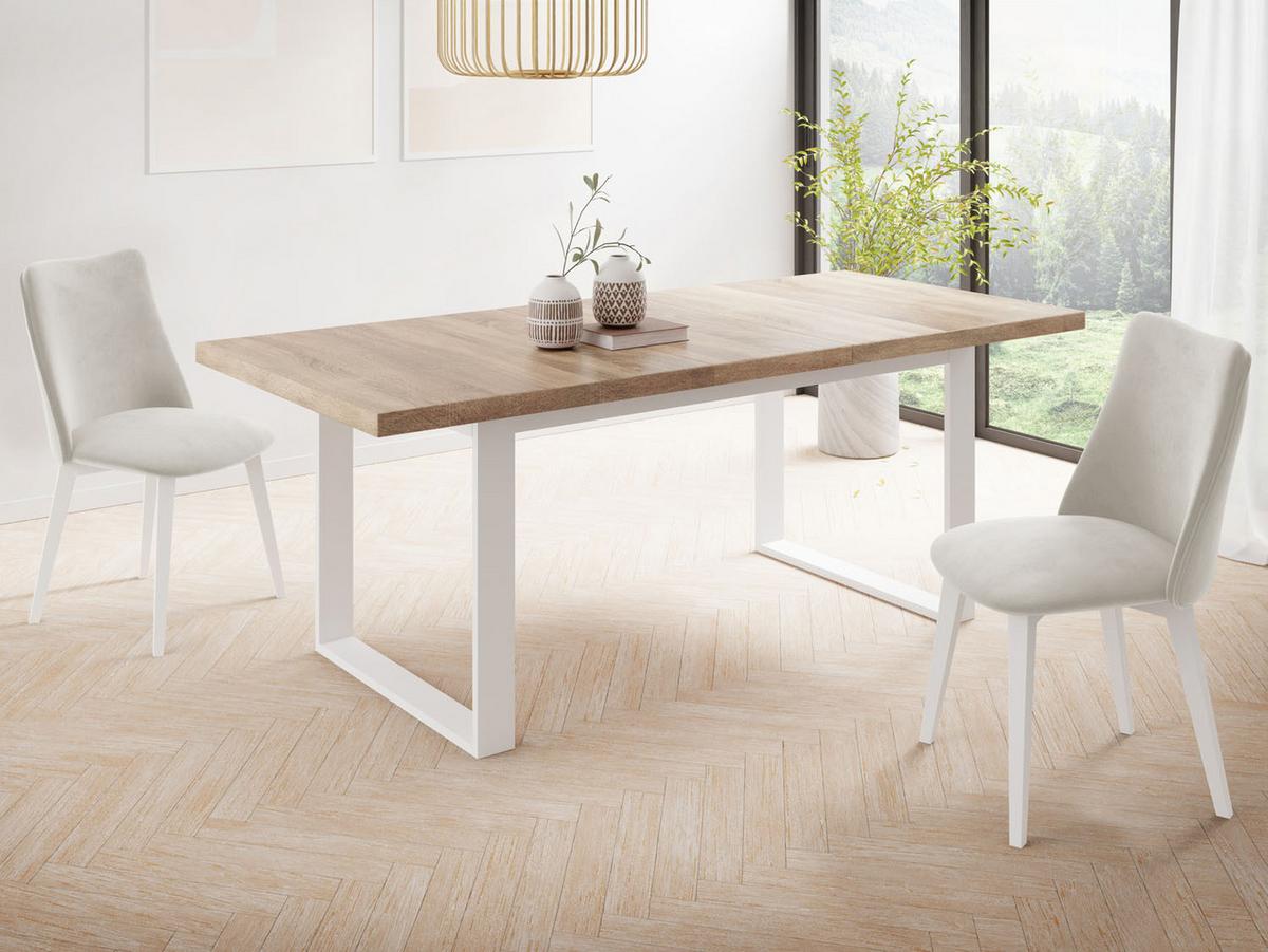 ESSTISCH Sana rechteckig ausziehbar, Sonoma Eiche 160/240/90/75 cm - Weiß/Sonoma Eiche, Holzwerkstoff/Metall (80/200/75cm) - WFL GROUP