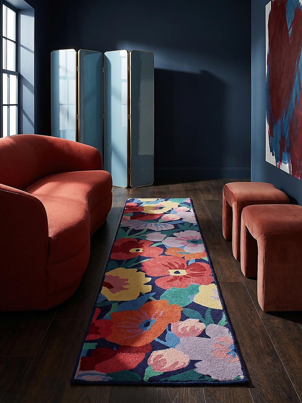 WOLLTEPPICH DAHLIA, floral, Bunt, 80 x 300 cm - Multicolor, Textil (300/80cm) - KADIMA DESIGN