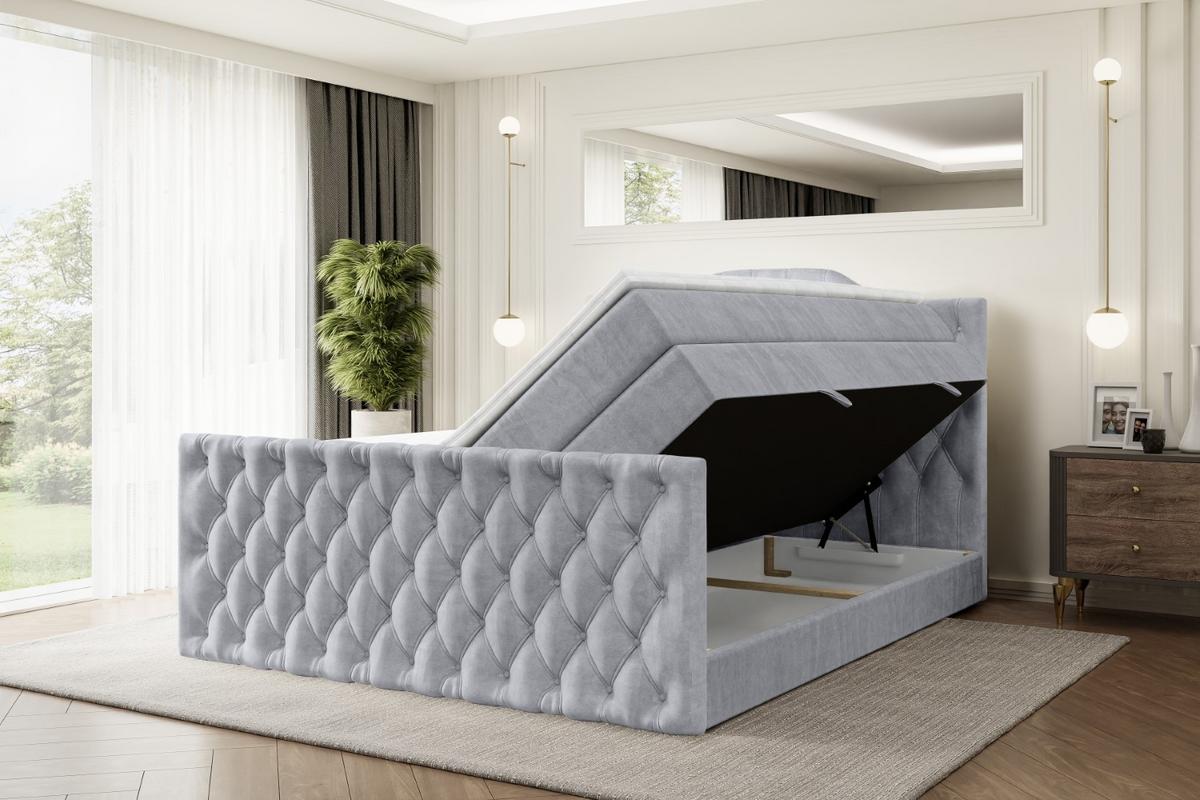 BOXSPRINGBETT VILA-1-Z KING - 180x200 - H3/H4 - Hellgrau - Hellgrau, Holzwerkstoff (180/200cm) - ALTDECOR