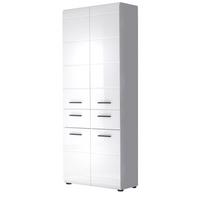 HOCHSCHRANK weiß Hochglanz 60 cm, Badschrank mit viel Stauraum - Weiß Hochglanz/Schwarz, Holzwerkstoff/Kunststoff (60/182/31cm) - Top.Furn