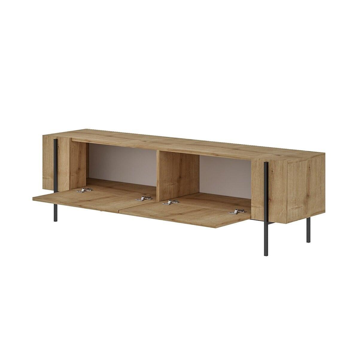 TV-MÖBEL mit 2 klappbaren Türen und Metallfüßen 31,4/160/45,6 cm - Eichefarben, Holzwerkstoff (31.4/45.6/36cm) - Calicosy