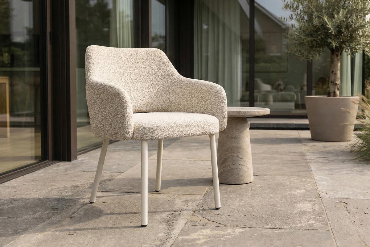 GARTENSTUHL AMUR Cremeweiß SOLENZO Flachgewebe (1er-Set) - Creme, Textil (62/80/62cm) - KAWOLA