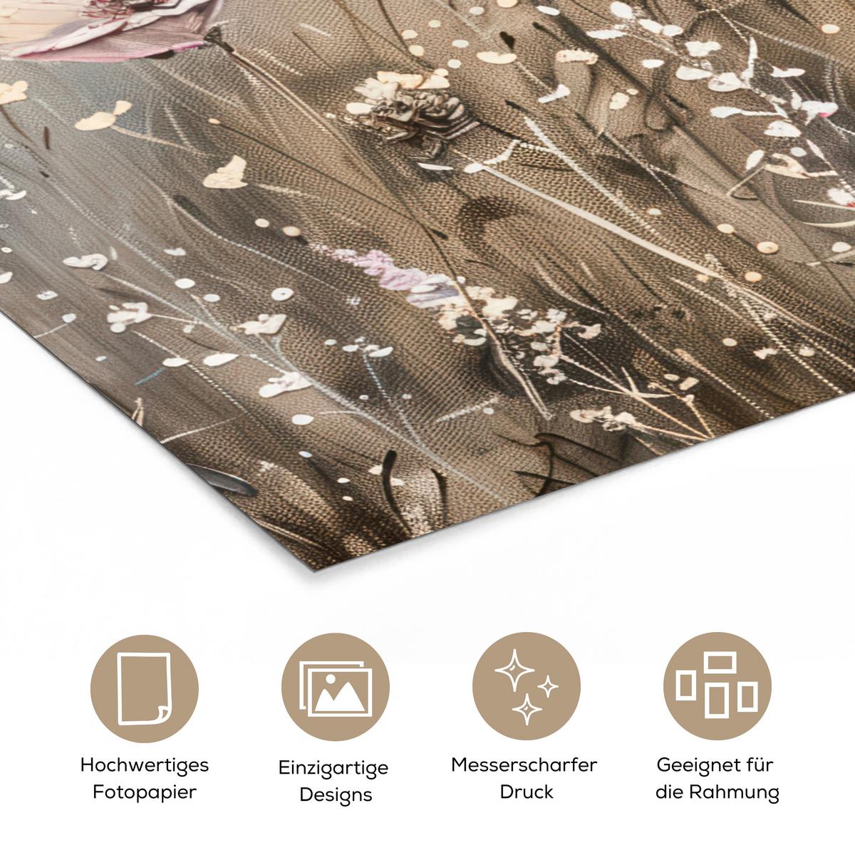 POSTER Blumen - Rosa - Modern - Beige Room Decor 20x30 cm - Beige, Papier (20/30/0.1cm) - MuchoWow