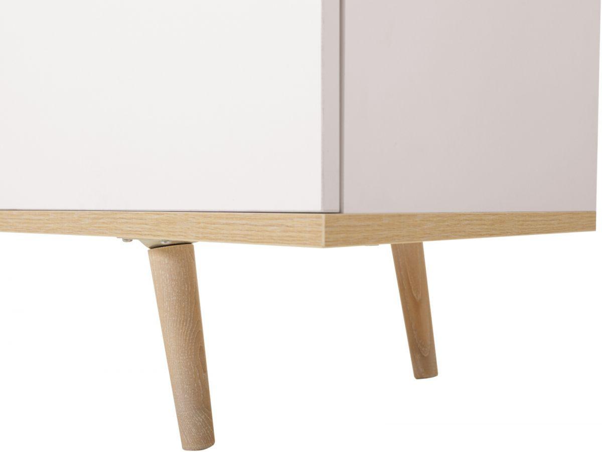 KOMMODE weiß matt, Eiche Sonoma massiv 120 cm, Sideboard 3-türig - Chromfarben/Eichefarben, Holz/Holzwerkstoff (120/85/40cm) - Furn.Design