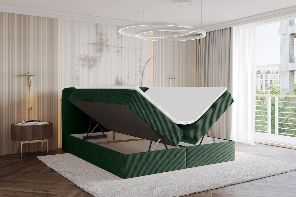 BOXBETT mit Matratze H4 - NINA - 180x200 cm Grün - Waldgrün, Holzwerkstoff (180/200cm) - ALTDECOR