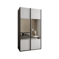 SCHWEBETÜRENSCHRANK 245,5/130/64 2-türig - Schwarz/Weiß, Holz/Metall (130/245/64cm) - Abiks Möbel
