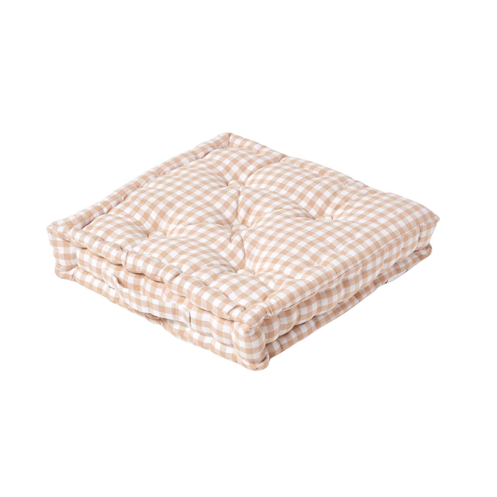 SITZKISSEN beige kariert 50/50/10 cm – Bodenkissen Vichy-Karo - Beige, Textil (50/50/10cm) - Homescapes