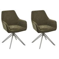 ESSZIMMERSTUHL 2er-Set Stoff Dunkelgrün Jodar - Grün, Textil (56/83/60cm) - Beliani