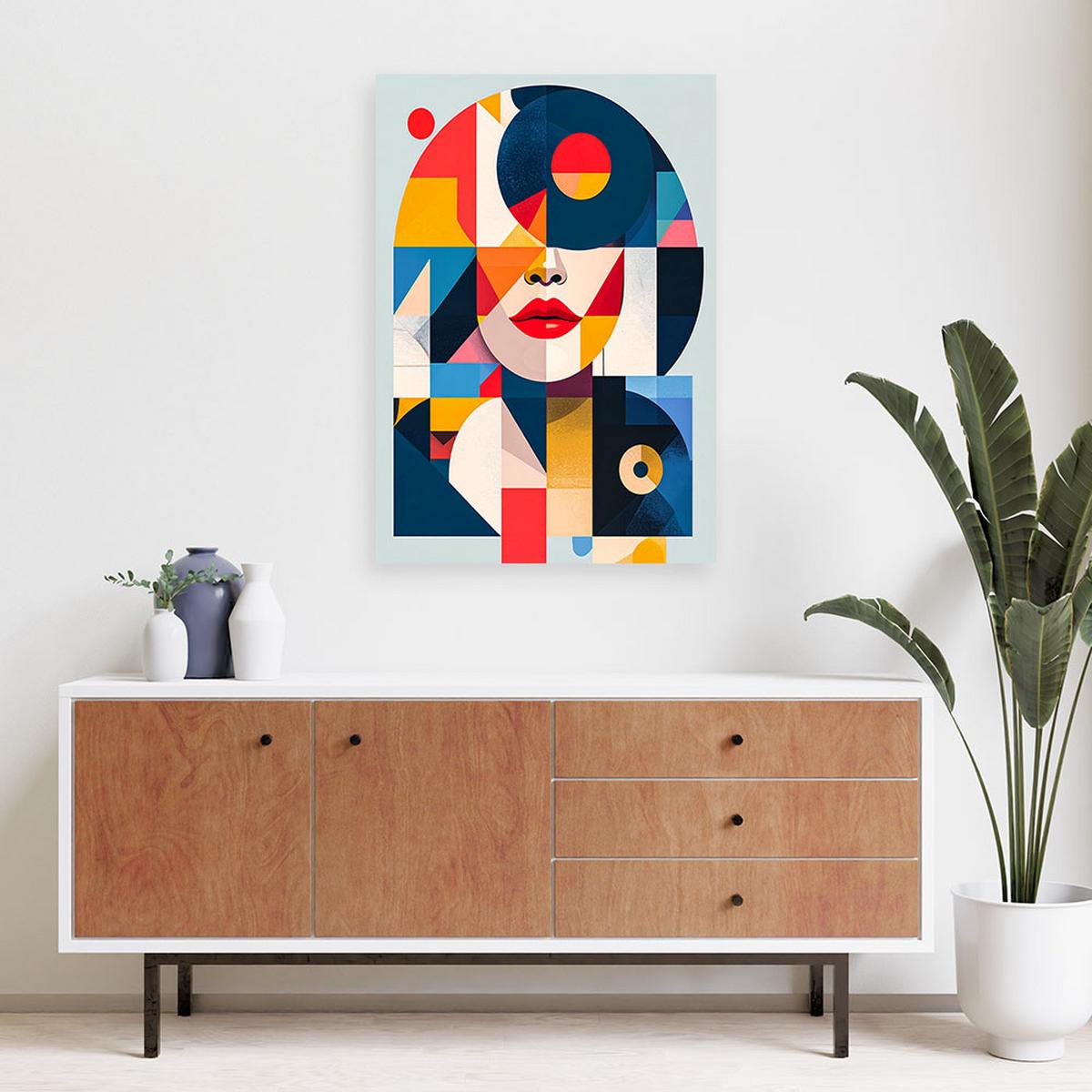 LEINWANDBILD Abstraktion Frau Bauhaus 80x120cm - Multicolor, Textil (80/120cm) - Feeby