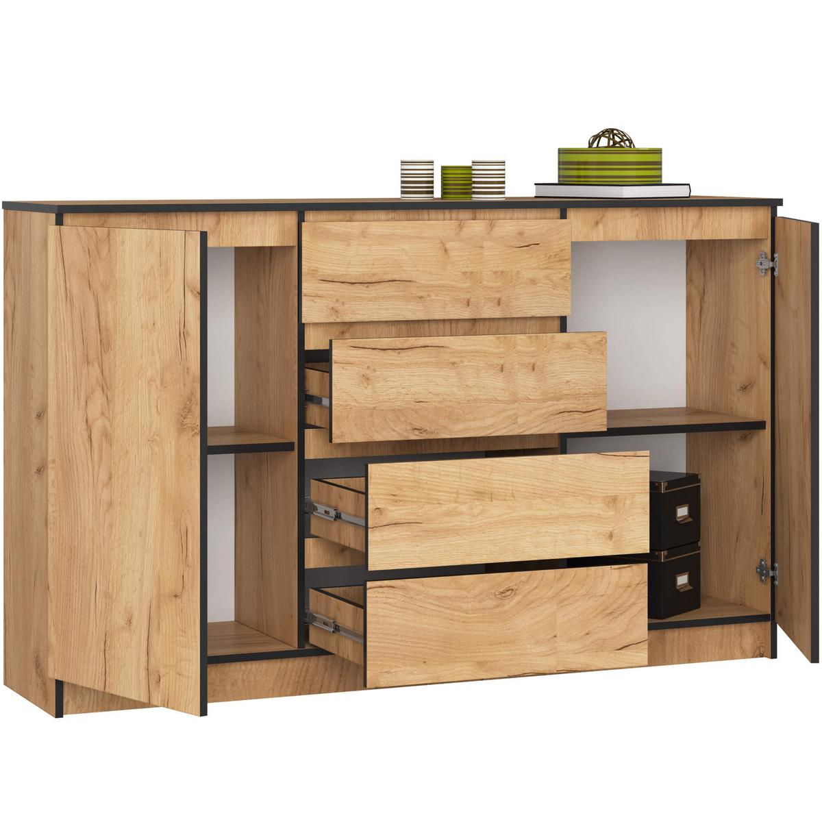 KOMMODE Eiche Craft 99/160/40 - Eiche San Remo, Holzwerkstoff (160/99/40cm) - RAUMHIRSCH FURNITURE