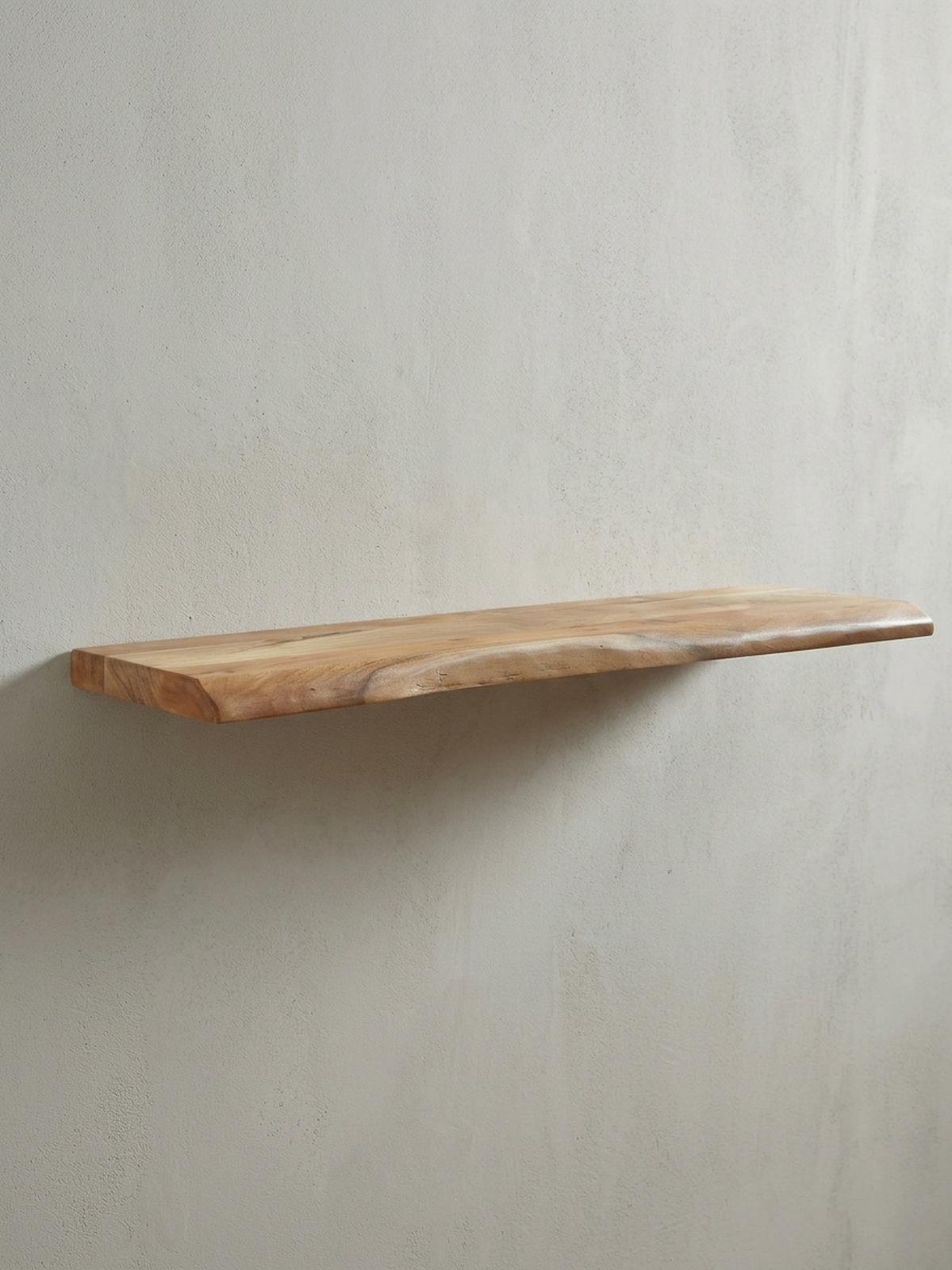 WANDREGAL Akazienholz Baumkante Rustikal, Beige 100x26x4 cm - Beige, Holz (100/4/26cm) - KADIMA DESIGN
