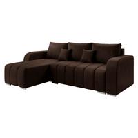 ECKSOFA Pufetto - Dunkelbraun/Silberfarben, Holz/Textil (244/147cm) - MIRJAN24