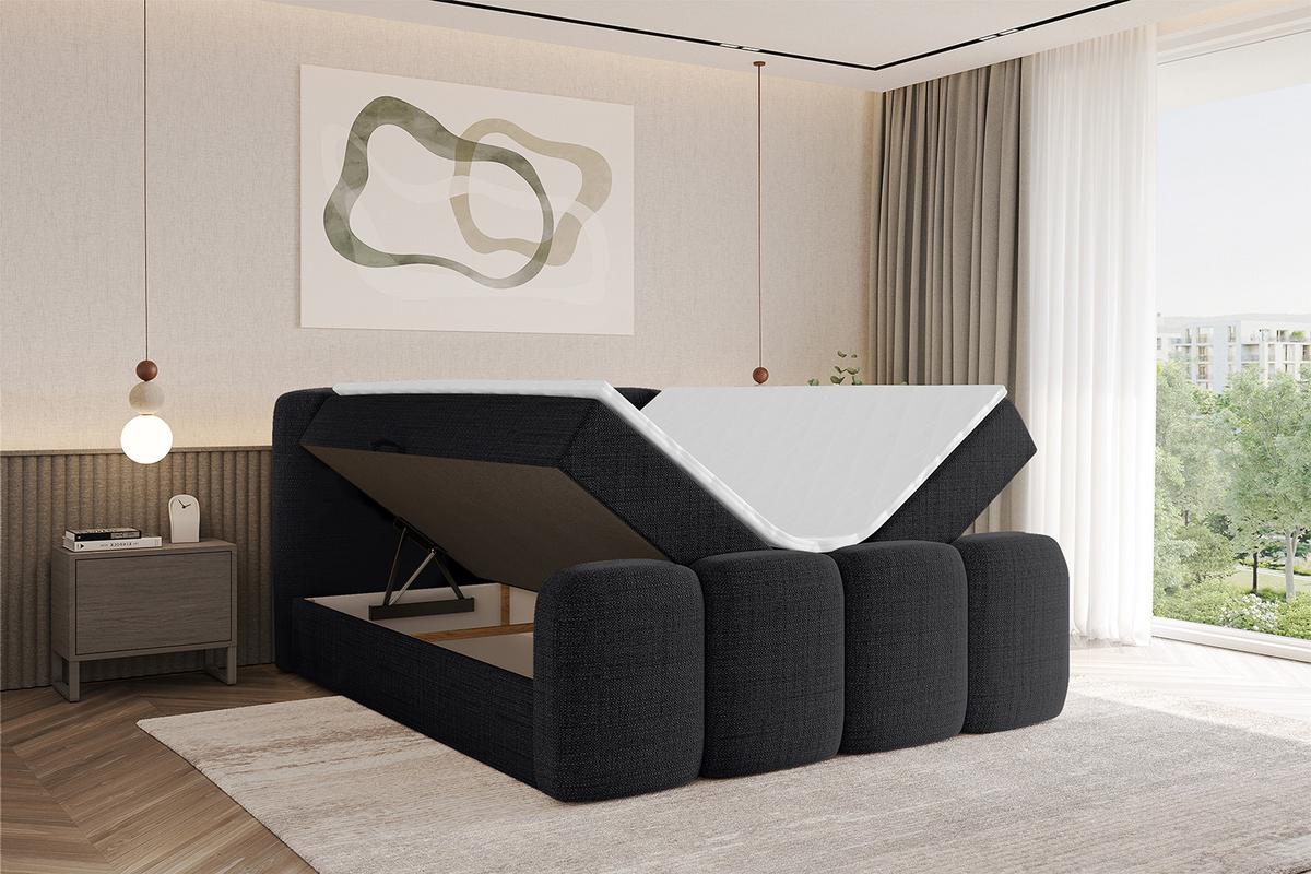 BOXBETT mit Matratze H4 und Lattenrost - NINA-Z - 120x200 cm - Schwarz - Schwarz, Holzwerkstoff (120/200cm)