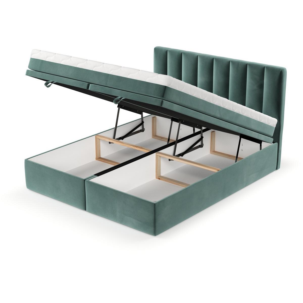 BOXBETT Lume 200/200 cm Türkis im Kronos Stoff - Türkis/Schwarz, Holz/Holzwerkstoff (200/200cm) - AltaBeds