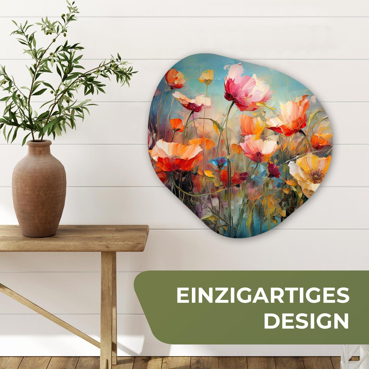WANDBILD Blumen - Aquarell - Kunst - Botanisch - Natur Wandbild 60x60 cm - Orange, Kunststoff (60/60cm) - MuchoWow