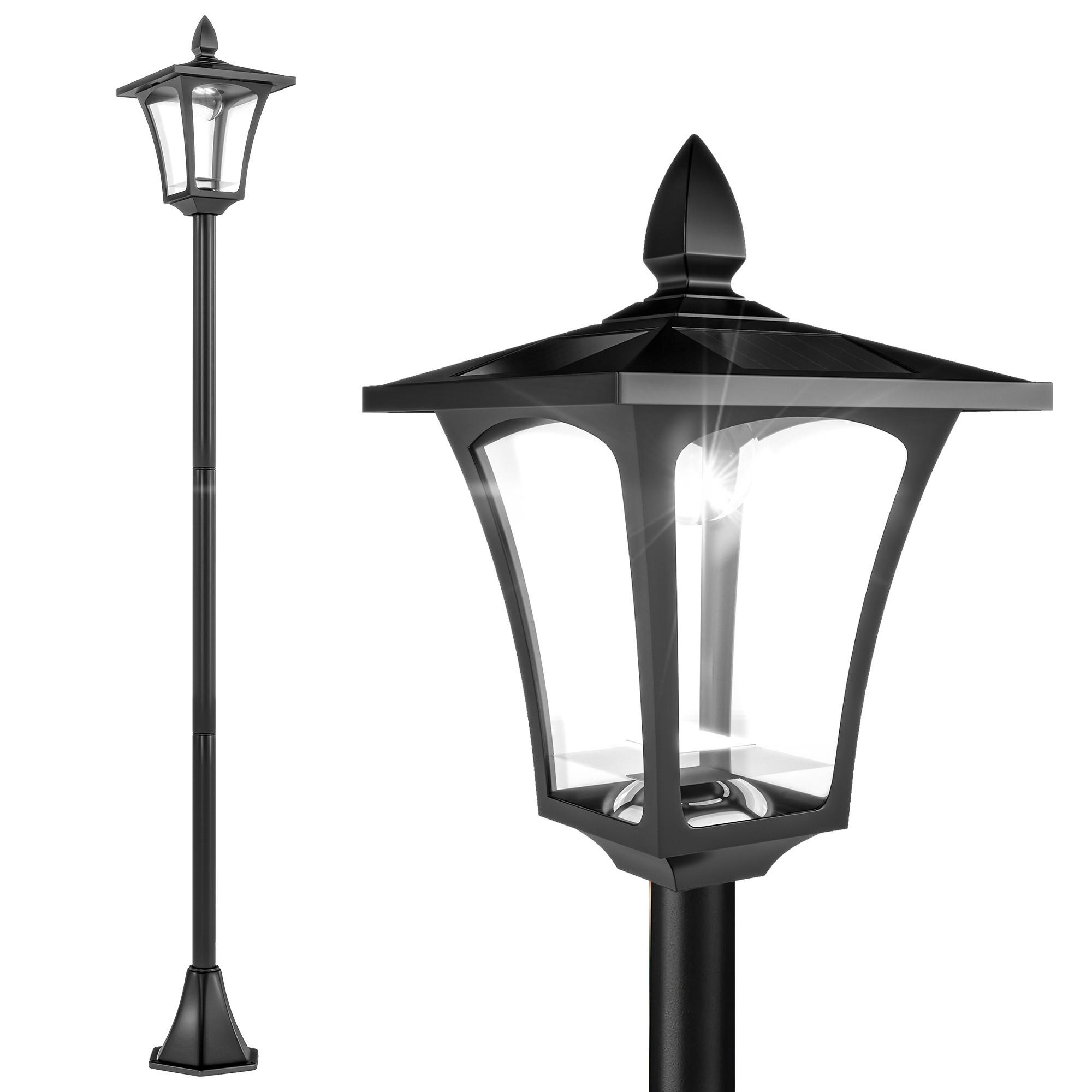 SOLAR Gartenlaterne mit LED Laterne Wegleuchte 40 Lumen H160cm Schwarz - Schwarz, Metall (18/18/160cm) - Outsunny