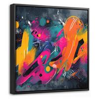 LEINWAND Bilder mit Rahmen - Abstrakt - Graffiti - Farbenfroh - Farbspritzer - 20x20 - Multicolor, Textil (20/20cm) - MuchoWow
