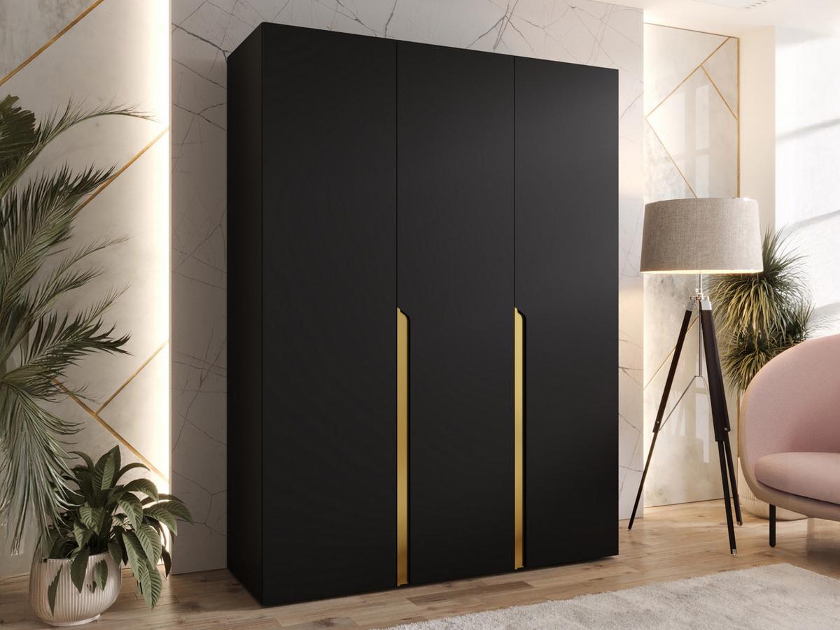 DREHTÜRENSCHRANK Mila I 150 - Goldfarben/Schwarz, Holzwerkstoff/Kunststoff (150/202/52cm) - MIRJAN24
