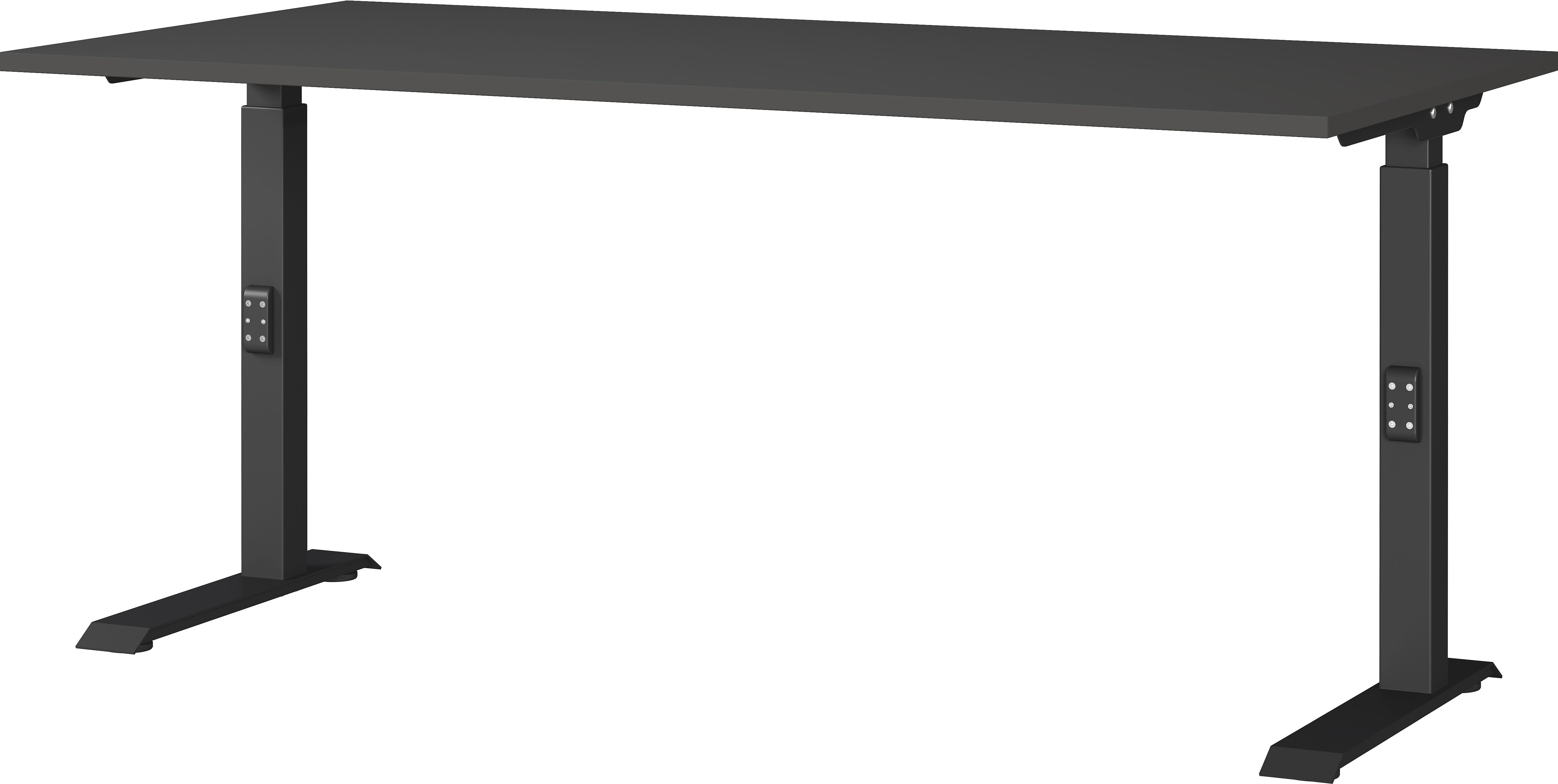 SCHREIBTISCH höheneinstellbar "Stuttgart" 68-91cm Graphit 160x80cm, C-Fuß - Schwarz, Holzwerkstoff/Metall (80/160/91cm) - KADIMA DESIGN