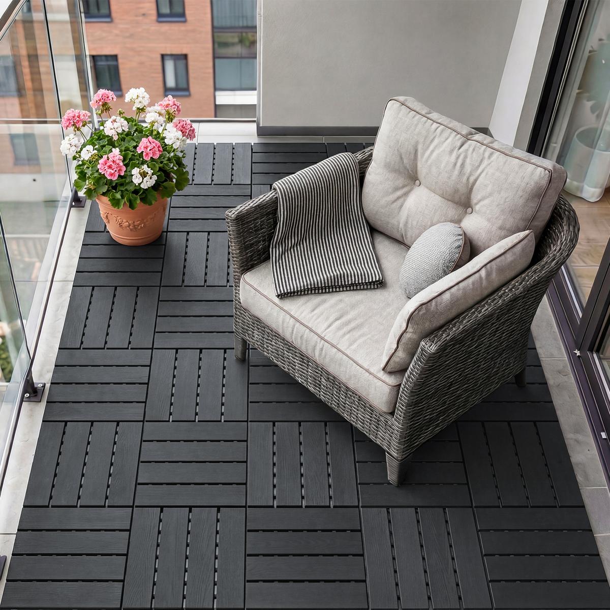 TERRASSENFLIESEN 35 Stück Grau 30.5x2x30.5 cm - Grau, Kunststoff (30.5/30.5/2cm) - SoBuy