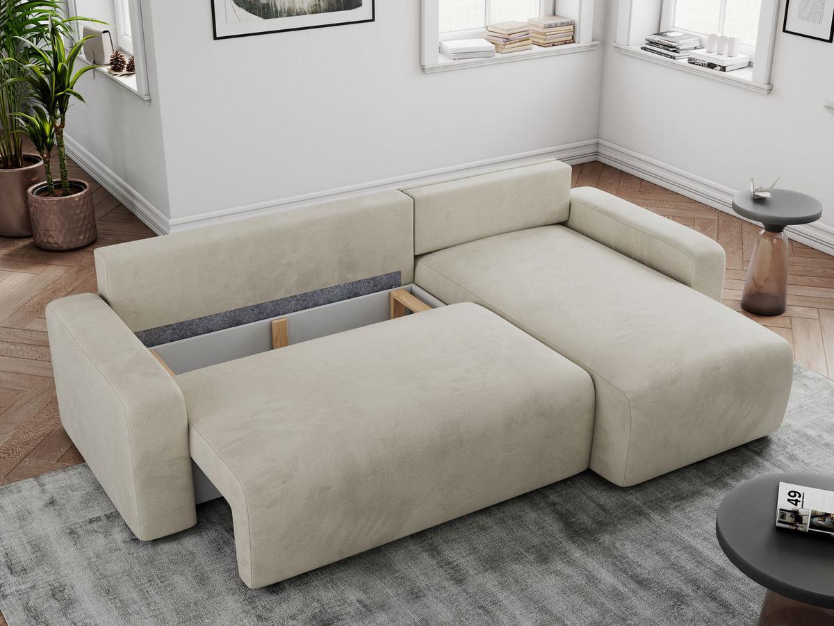 ECKSOFA ARGOS Beige Velours - Beige/Schwarz, Kunststoff/Textil (245/150cm) - MKS