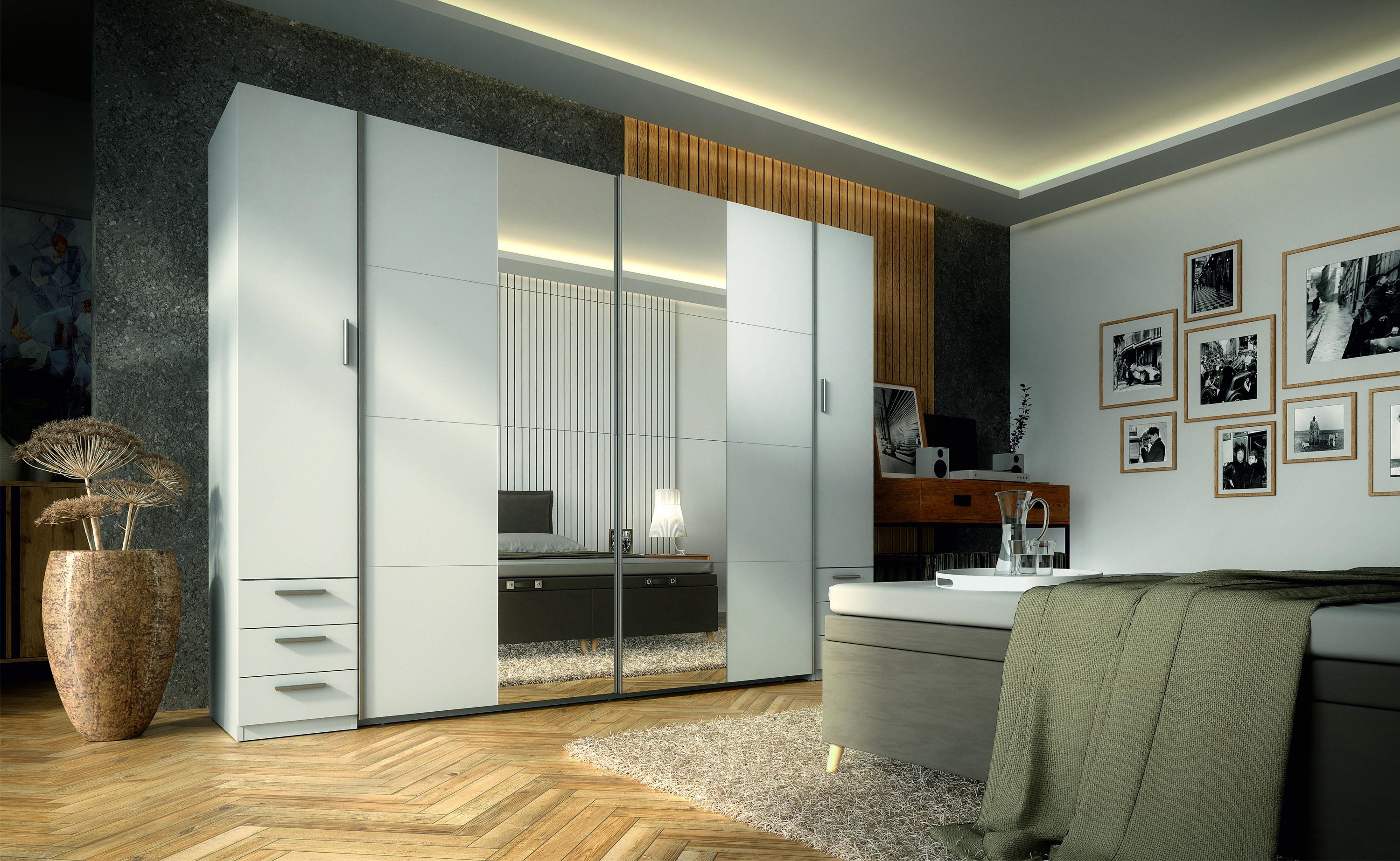 KLEIDERSCHRANK Weiß, Grau 270/208/61 - Weiß/Grau, Holzwerkstoff (270/208/61cm) - RAUMHIRSCH FURNITURE