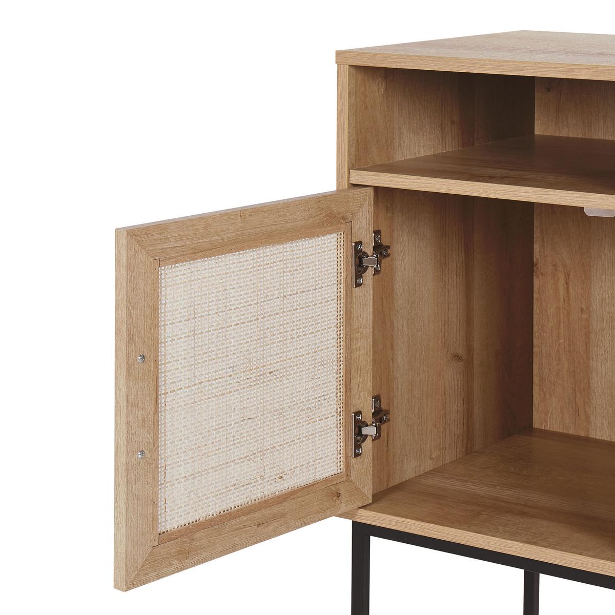 NACHTTISCH Rattan heller Holzfarbton Pasco - Hellbraun/Schwarz, Holzwerkstoff (40/78/40cm) - Beliani