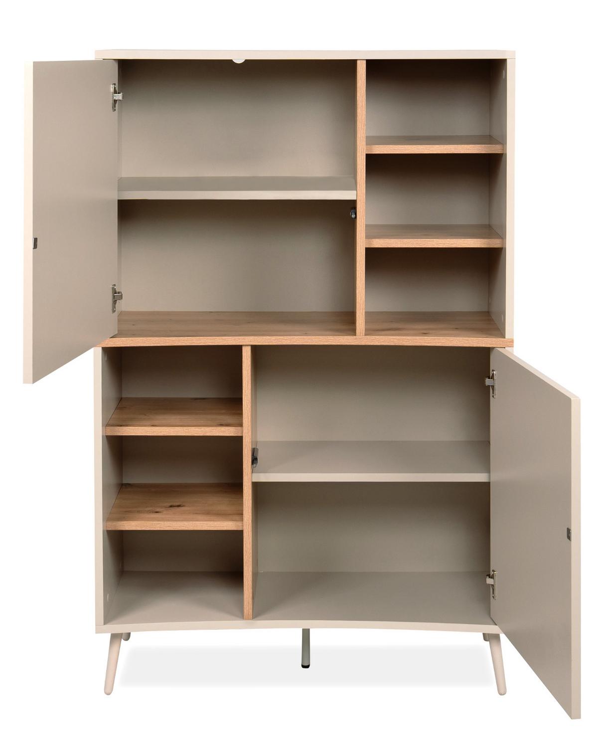 HIGHBOARD Kaschmir, Eiche Artisan 90 x 140 cm, Kommode mit Push-to-Open - Kaschmir/Eiche Artisan, Holzwerkstoff (90/140/37.5cm) - Furn.Design