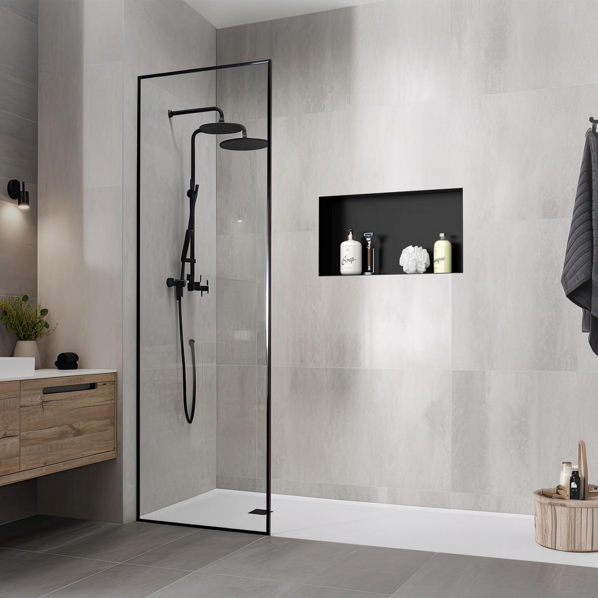 DUSCHNISCHE Schwarz 60/30 cm - Schwarz, Metall (60/30/10cm) - LuxeBath
