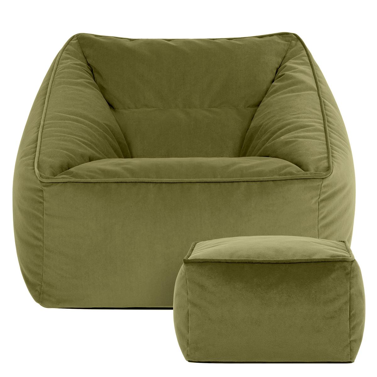 SITZSACK Sessel mit Sitzpouf - Dunkelgrün, Textil (70/65/70cm) - icon