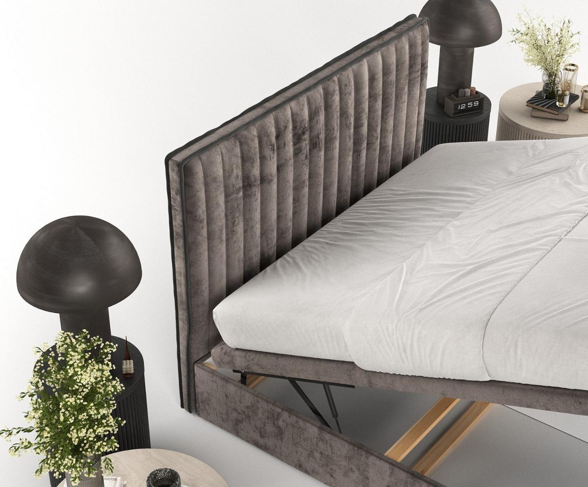 POLSTERBETT Keva mit Stauraum 160/200 cm Braun im Lotta Stoff - Schwarz/Braun, Holz/Holzwerkstoff (160/200cm) - AltaBeds