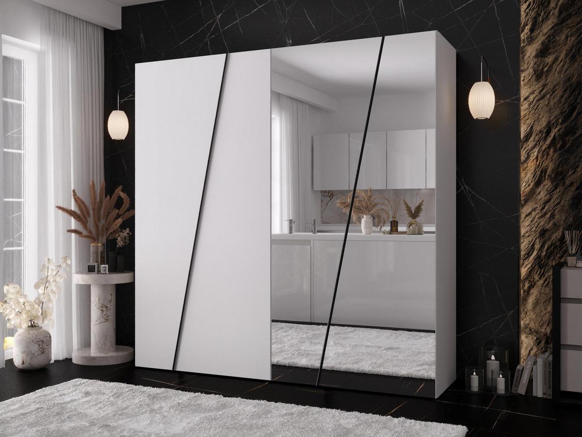 DREHTÜRENSCHRANK Zen 2L 200 cm - Schwarz/Weiß, Holzwerkstoff/Kunststoff (200/202/50cm) - MIRJAN24