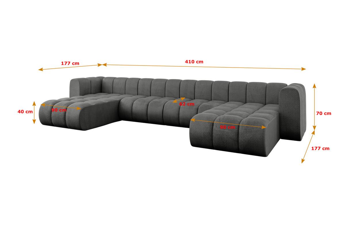 WOHNLANDSCHAFT modulares Sofa Joren-U2 - 410x177x70 cm Dunkelgrau - Dunkelgrau, Holzwerkstoff/Textil (410/70/177cm) - ALTDECOR
