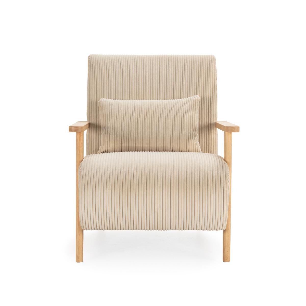 SESSEL aus Stoff mit Holzbeinen L70 cm - BONNIE - Beige, Textil (83/84/70cm) - Calicosy