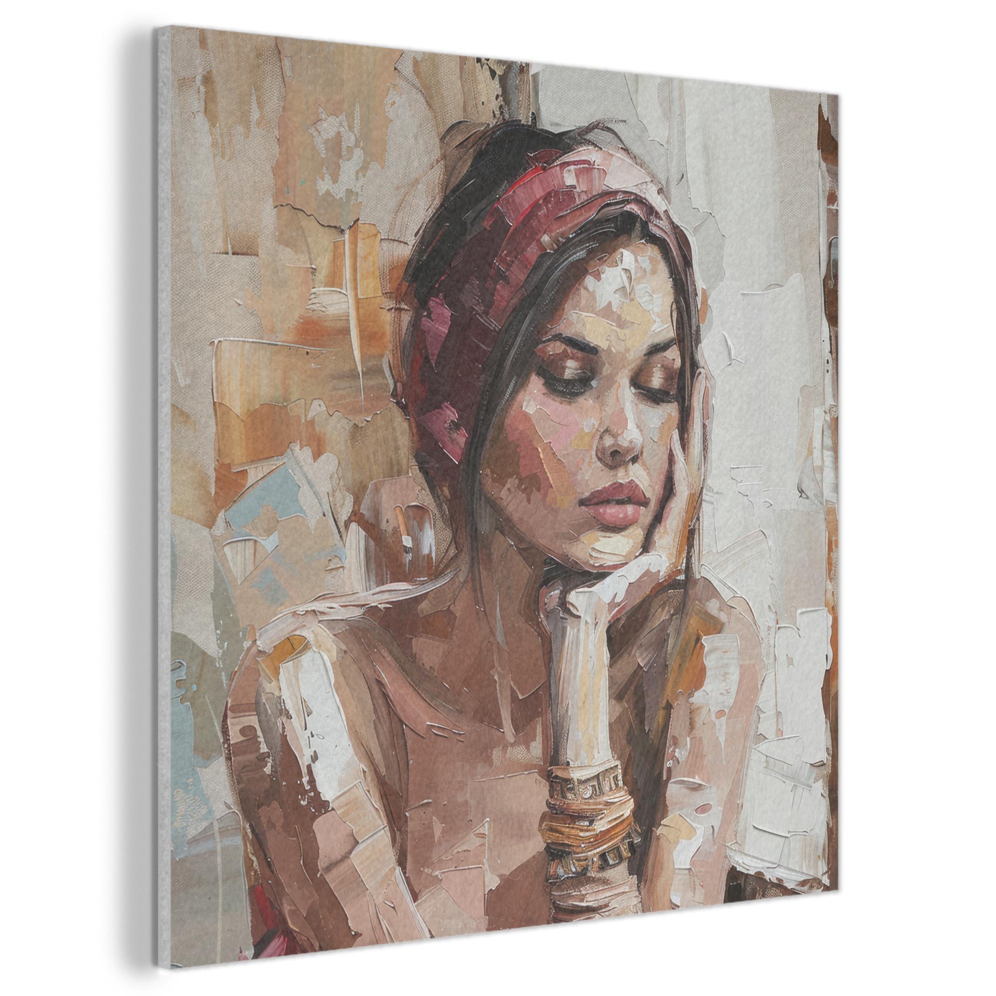 AKUSTIKBILD Frau - Lackierung - Porträt - Modern Wandbilder 60x60 cm - Altrosa, Kunststoff (60/60/0.9cm) - MuchoWow