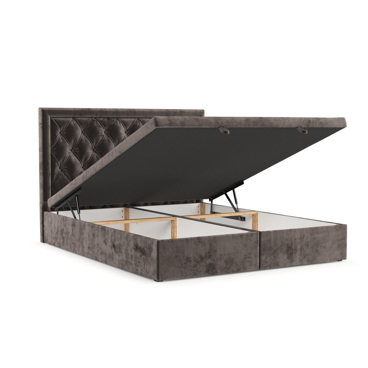 POLSTERBETT Nicobar mit Stauraum 140/200 cm Braun im Lotta Stoff - Schwarz/Braun, Holz/Holzwerkstoff (140/200cm) - AltaBeds