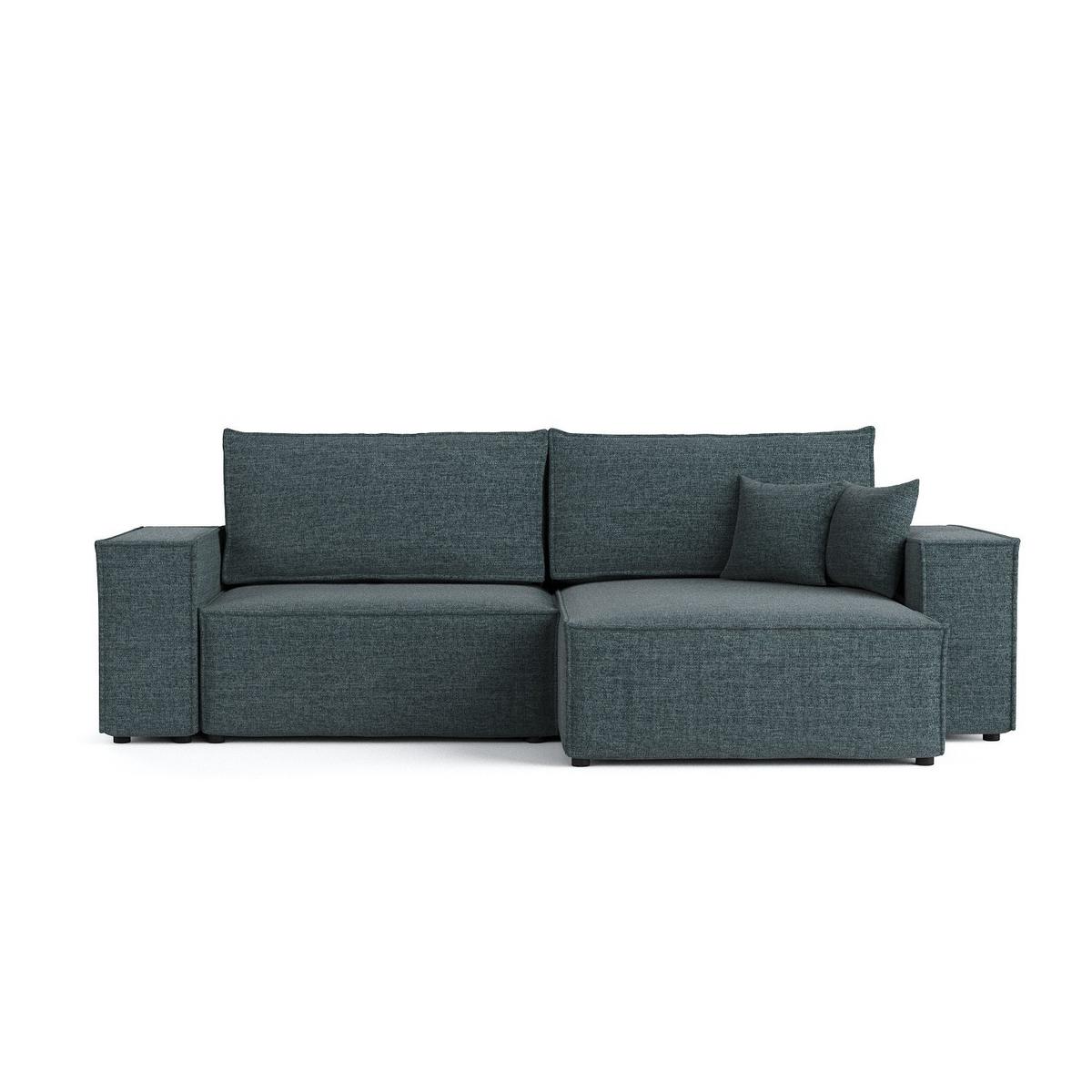 ECKSOFA CAVO mit Schlaffunktion Blaugrau im City Stoff - Blaugrau/Schwarz, Holz/Holzwerkstoff (255/148cm) - AltaBeds