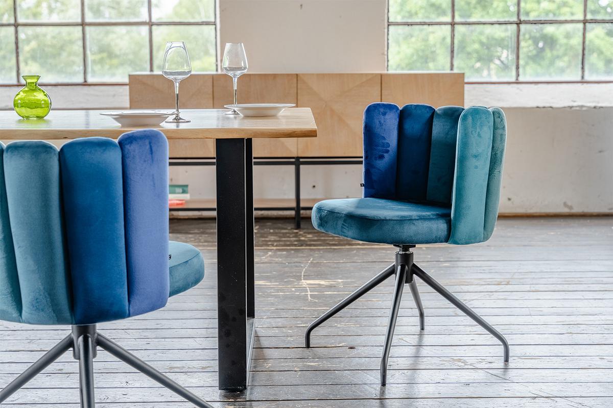ESSZIMMERSTUHL JADA Blau Velvet Drehbar (360°) (1er-Set) - Blau, Kunststoff/Textil (58/79/55cm) - KAWOLA