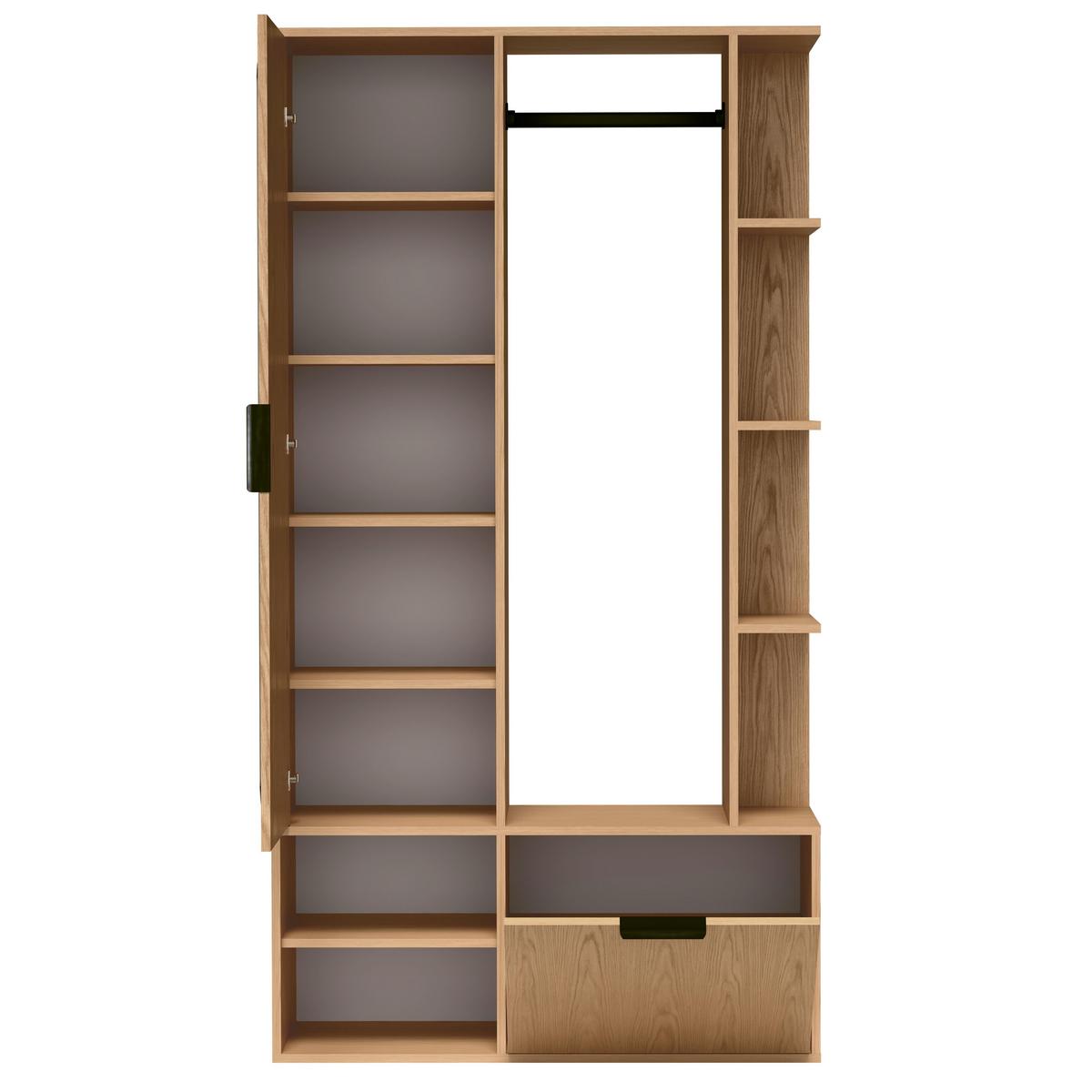 GARDEROBENSCHRANK Nemrut Braun 100/189/33 cm – Modern, mit Spiegel und viel Stauraum - Braun, Holzwerkstoff/Kunststoff (100/189.4/33cm) - AX Living