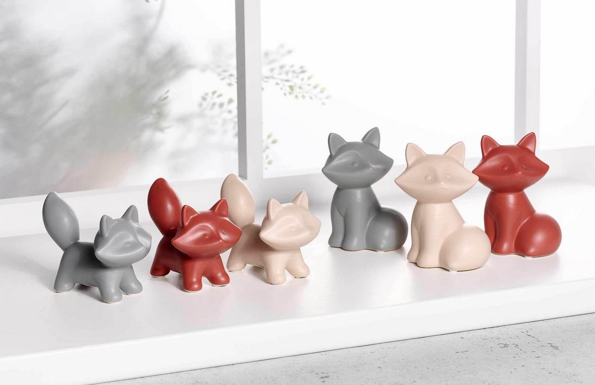DEKOFIGUREN-SET TIERE Tiere grau 5-tlg. - Grau, Keramik (2/2/2cm) - Ritzenhoff Breker