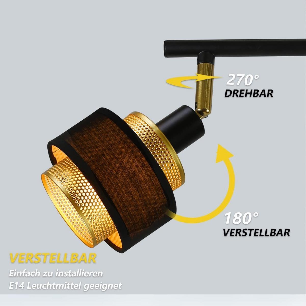 DECKENSTRAHLER Lisbeth 4-flammig 75/10/13 cm - Schwarz, Metall (75/10/13cm) - Nettlife